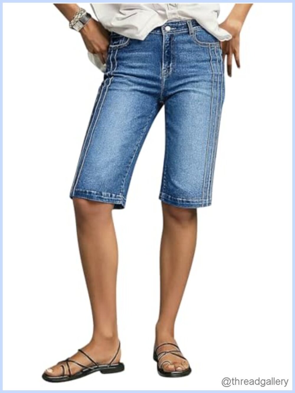 Women's Bermuda Shorts High Waist Casual Cotton Stretch Pockets